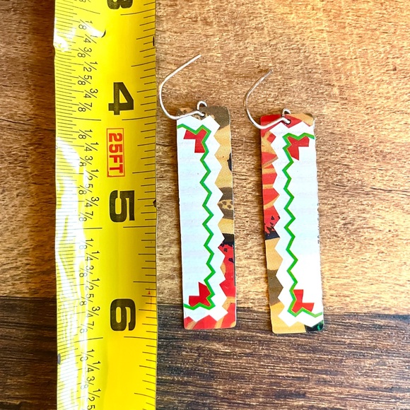 Tin and sterling silver artisan earrings - Picture 4 of 4